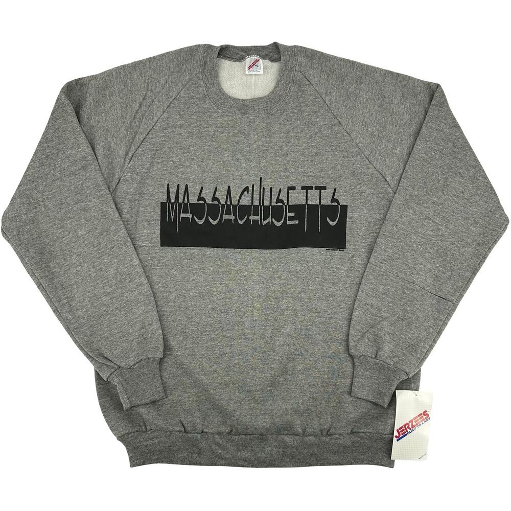 NWT Vintage 90s 1994 Men's Grey Jerzees Massachusetts Crewneck Sweatshirt Sz M